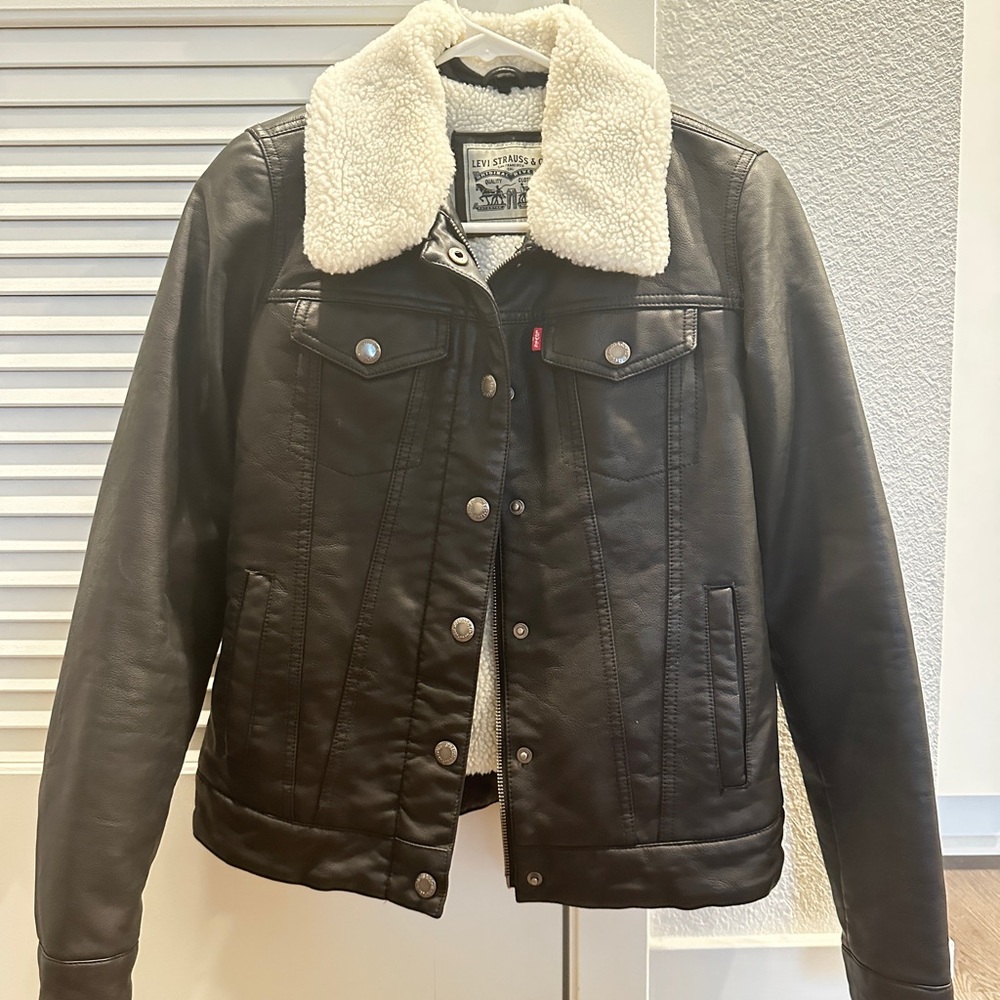 Levi's Faux Leather Sherpa Collar Jacket - XS